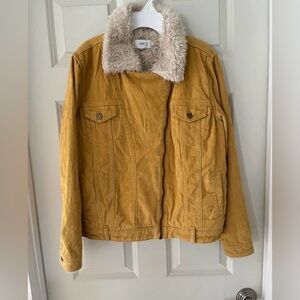 Women’s MP/D corduroy moto jacket-mustard yellow, faux fur size M-Fall Winter